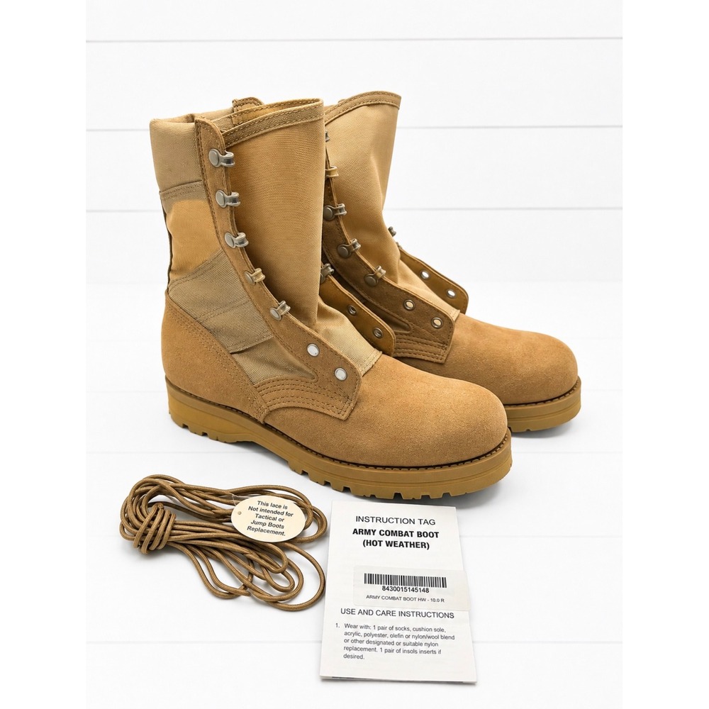 Altama Mens Army Combat Boots Hot Weather Tan Suede Vibram Tactical 10 R USA